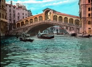 Italien, Venedig, Rialtobroen og Canal Grande, billeddato: ca. 1910. Carl Simon-arkivet af Carl Simon