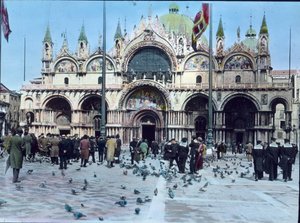 Italien, Venedig, Markuspladsen og Markuskirken, billeddato: ca. 1910. Carl Simons arkiv af Carl Simon
