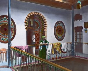 Nordmarokko, marokkansk kvinde i galleri, billeddato: ca. 1910, Carl Simon Archive af Carl Simon