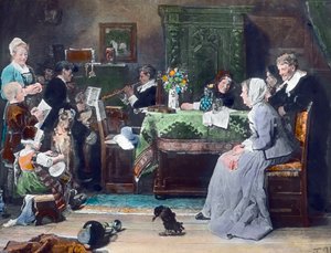 Familiekoncerten. Maleri af den tyske maler Fritz von Uhde (1848 - 1911) i 1881. Billeddato: ca. 1890. Carl Simon-arkivet af Carl Simon
