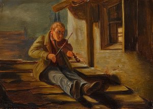 Den hornede tag violinist af Carl Spitzweg