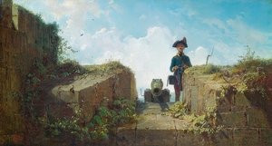 Strikkeforposten. Omkring 1860 af Carl Spitzweg