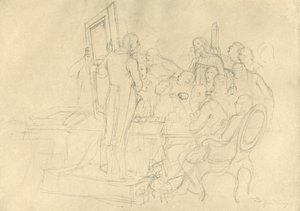 Die Kunstauktion, midten af slutningen af det 19. århundrede, c1924. af Carl Spitzweg