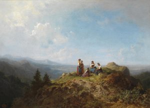Dirndls på Alm af Carl Spitzweg