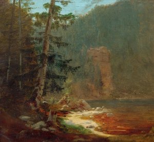 Klippekløft med å i nærheden af ​​Lenggries af Carl Spitzweg