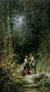 Jæger og mejeri ved skovbrønden af Carl Spitzweg