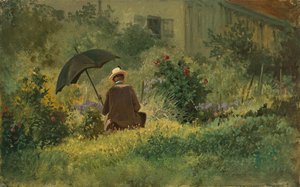 Maleren i haven, ca. 1860 (olie på lærred) af Carl Spitzweg