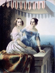 Portræt af storhertuginderne Marie Nikolaievna af Rusland (hertuginde af Leuchtenberg af Carl Timoleon von Neff
