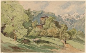 Slottet Bürglen med Alperne hinsides af Carl Wagner