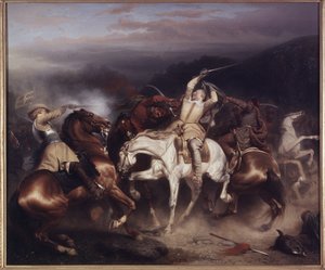 Kong Gustav II Adolf af Sverige, kendt som den store eller den nordlige løve, i slaget ved Trzciana (eller slaget ved Honigfelde eller Sztum) juni 1629 - Kong Gustav II Adolf af Sverige (1594-1632) ved Stuhm, af Wahlbom , Karl (1810-1858). olie på lærred af Carl Wahlbom