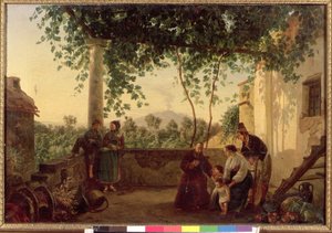 Terrasse i et hus nær Napoli med udsigt over Vesuv, 1833