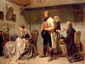 En skål for det forlovede par (olie) af Carl Wilhelm Huebner