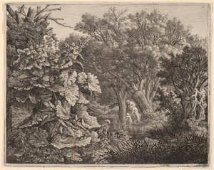 Landskab med store blade og tre satyrer af Carl Wilhelm Kolbe