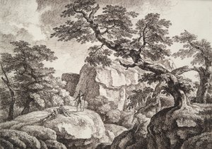 Tre soldater i et kuperet landskab
