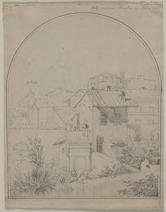Udsigt fra mit vindue i Rom recto Soldier in a Landscape verso, ca. 1817. af Carl Wilhelm Tischbein