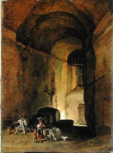 An Osteria, 1830 (1836?) (olie på papir på lærred) af Carl Wilhelm von Heidick