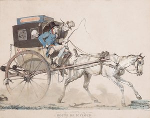 En Cabriolet Coucou på vejen til Saint-Cloud (gravering)