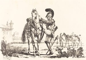 Karabiner sætter en hest op af Carle Vernet