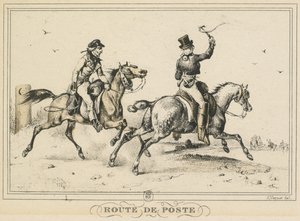 Scener i dagligdagen, veje og stier: Postrute..., 1817. af Carle Vernet