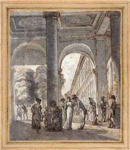 Det kongelige palads i 1810 (blæk på papir) af Carle Vernet