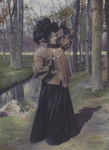 Kvinde i en park i Paris (farvefoto)