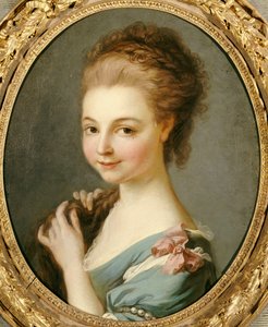 En pige i en blå kjole med et lyserødt bånd af Carle van Loo
