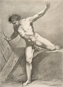 An Académie: Striding Man Leaning on a Plank, 1742-43. af Carle van Loo