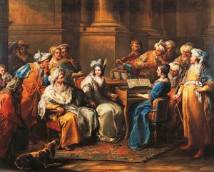 Grand Turk giver koncert til sin elskerinde af Carle van Loo (1705-1765), olie på lærred, 72,5 x 91 cm, Frankrig af Carle van Loo