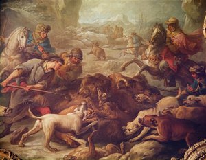 Bjørnejagten (olie på lærred) af Carle van Loo