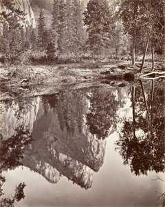Spejlbillede af de tre brødre, Yosemite, ca. 1872, trykt ca. 1876.