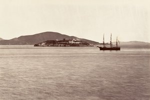 Alcatraz Island, San Francisco, 1868-69, trykt ca. 1876. af Carleton Emmons Watkins