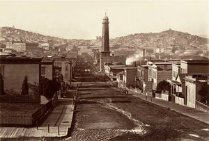 First Street, San Francisco, 1864, trykt ca. 1876. af Carleton Emmons Watkins