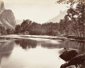 Kigger op i Yosemite Valley, ca. 1872, trykt ca. 1876. af Carleton Emmons Watkins