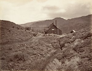 Sutro Tunnelskakt nr. 3, 1875, trykt ca. 1876. af Carleton Emmons Watkins