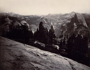 Udsigt fra Sentinel Dome, Yosemite, 1865-66. af Carleton Emmons Watkins