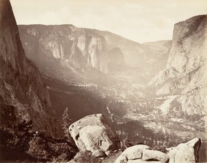 Yosemite Valley fra Union Point, ca. 1872, trykt ca. 1876. af Carleton Emmons Watkins