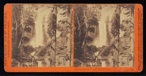 Pic, af Vernal Fall ved lavt vand, 300 fod, Yosemite Valley, Mariposa County, Cal af Carleton Watkins
