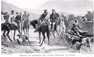 Møde mellem Garibaldi og Victor Emmanuel på Teano, illustration fra 