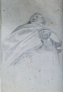 Buste af manddrapering Tegning med blæk og vask af Carlo Bononi (1569-1632) Paris fra 1600-tallet. Louvre-museet