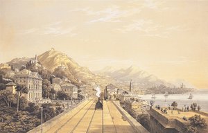 Frontispice fra "Udsigt over jernbanen mellem Torino og Genova", 1853