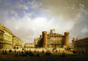 Piazza Castello, Torino, 1852 af Carlo Bossoli