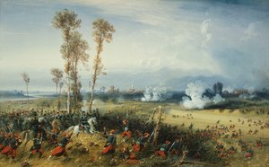 Krigen i Italien: Slaget ved Palestro, kongen af Sardinien i spidsen for tropperne, 1859