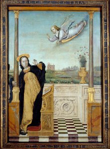Bebudelse. Centralpanel af en triptykon. Maleri af Carlo Di Giovani Braccesco (1478-1501)
