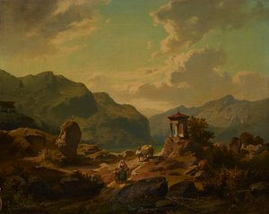 Bjerglandskab med en sø af Carlo Brioschi
