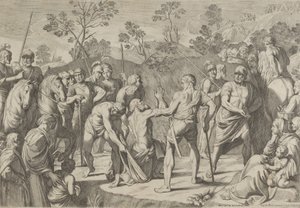 Sankt Andreas knæler i bøn, da han føres til korset, efter Reni, 1650-80. af Carlo Cesi