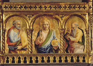 Kristus med St. Peter og St. Paul, detalje fra SantEmidio polyptykon tempera på paneldetalje af 76636 af Carlo Crivelli