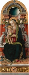 Madonna og barn troner med donor af Carlo Crivelli