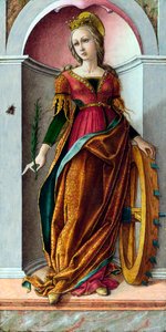 ""Saint Catherine of Alexandria"" (Saint Catherine of Alexandria) Maleri af Carlo Crivelli (ca. 1435-circa 1495) ca. 1492 - Tempera på panel Dim 38x19 cm National Gallery, London