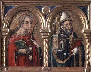 St. Agatha og St. Augustine (predella-panel) (detalje af 57606) af Carlo Crivelli