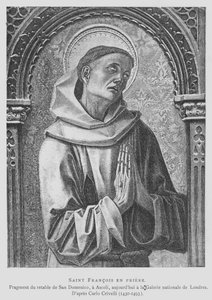 Frans af Assisi beder (litho) af Carlo Crivelli